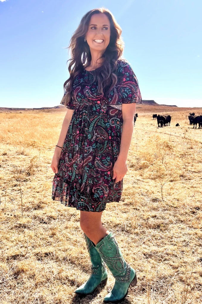 Sterling Kreek Painted Night Paisley Dress