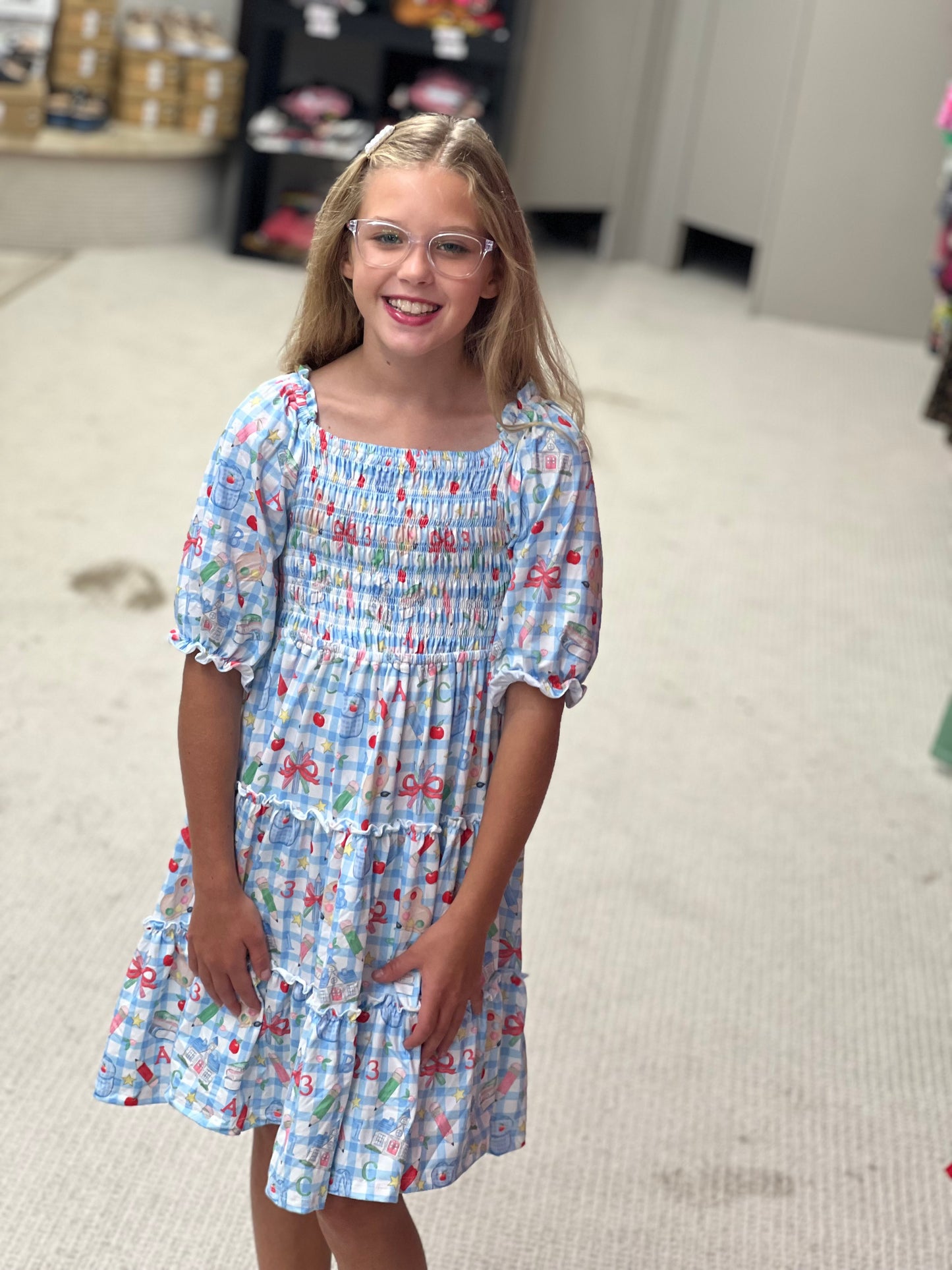 Mila & Rose Honor Roll Smocked Ruffle Dress