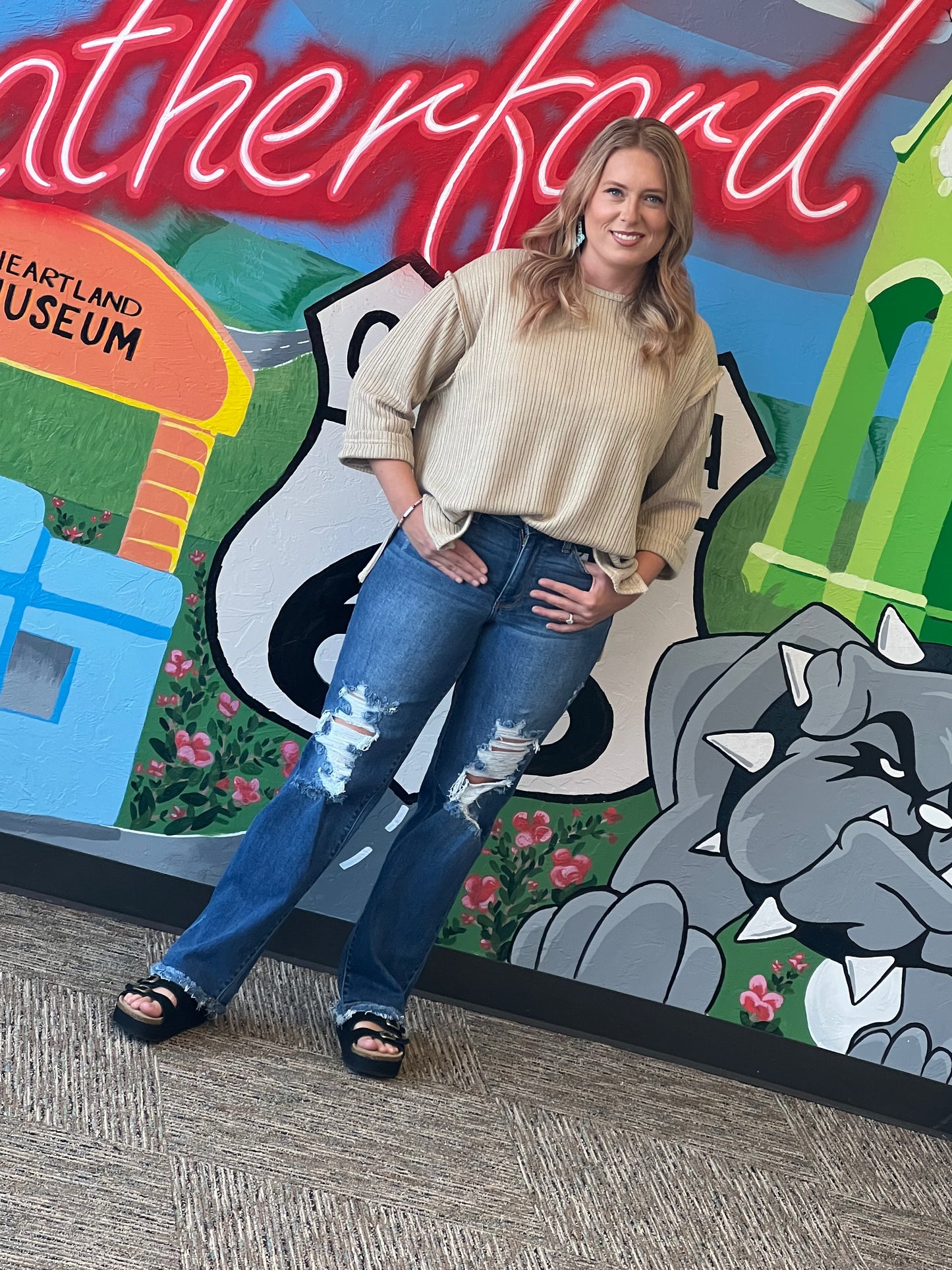 Judy Blue Mid-Rise Distressed Dad Jeans