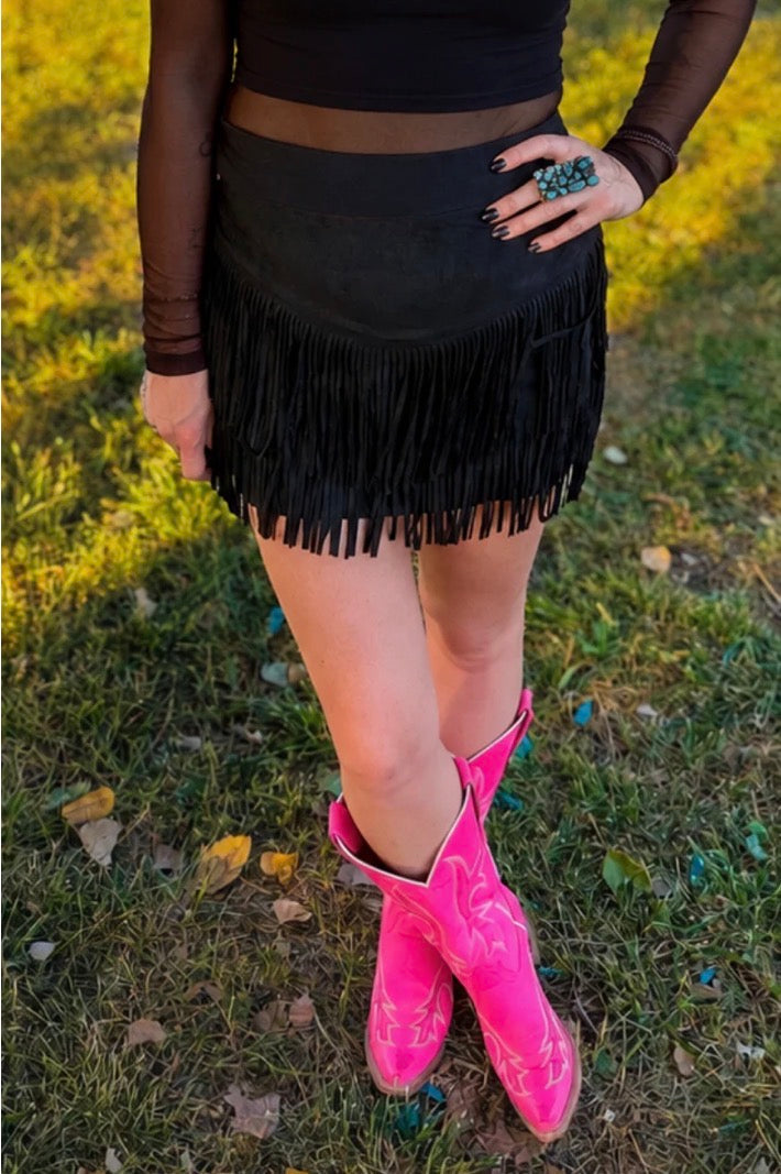 Fort Worth Fringe Skirt Black