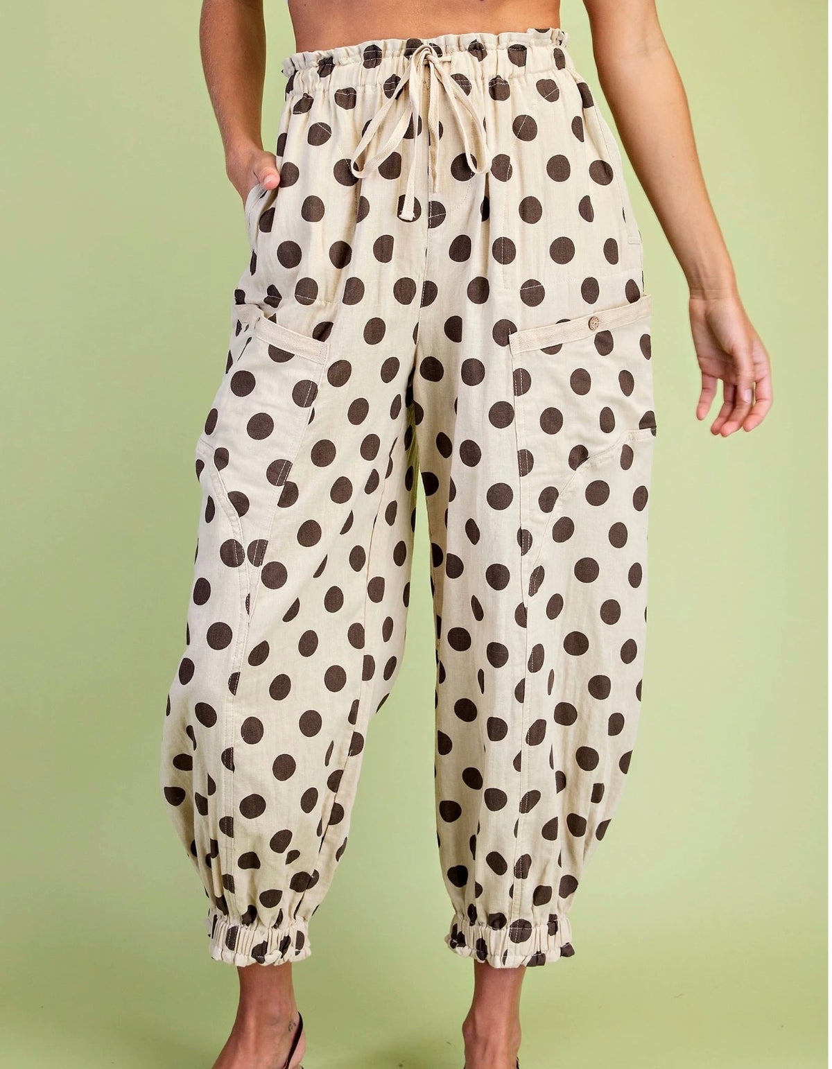 Polka-Dot Pants w/ Gathered Ankle