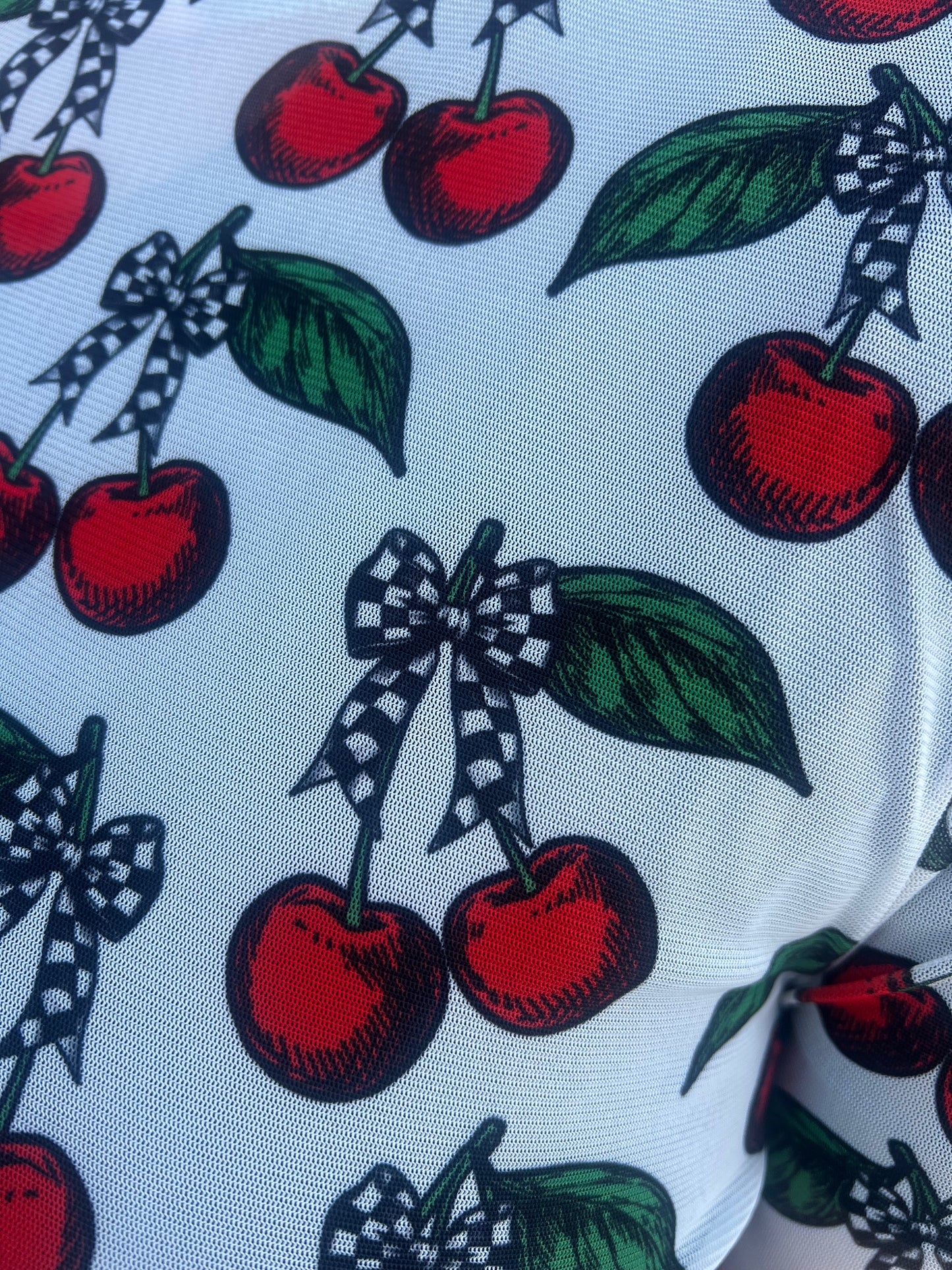 Sterling Kreek Cherry on the Top Mesh Top