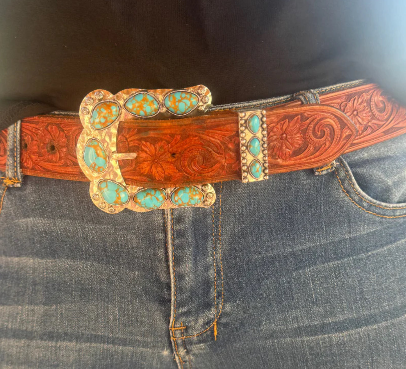 Sterling Kreek Buckle Up Turquoise Belt Buckle
