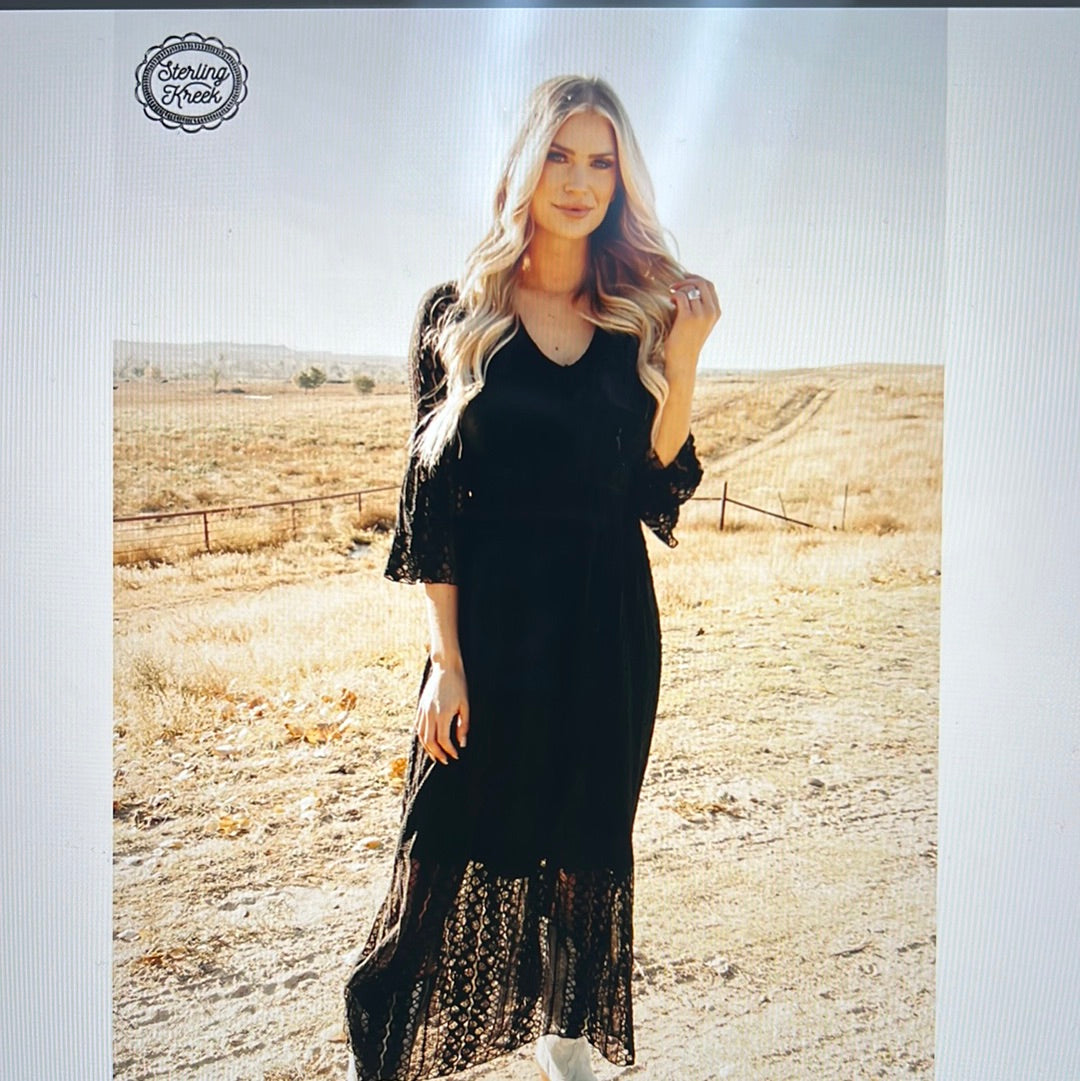 Sterling Kreek Black Victorian Lace Maxi Dress