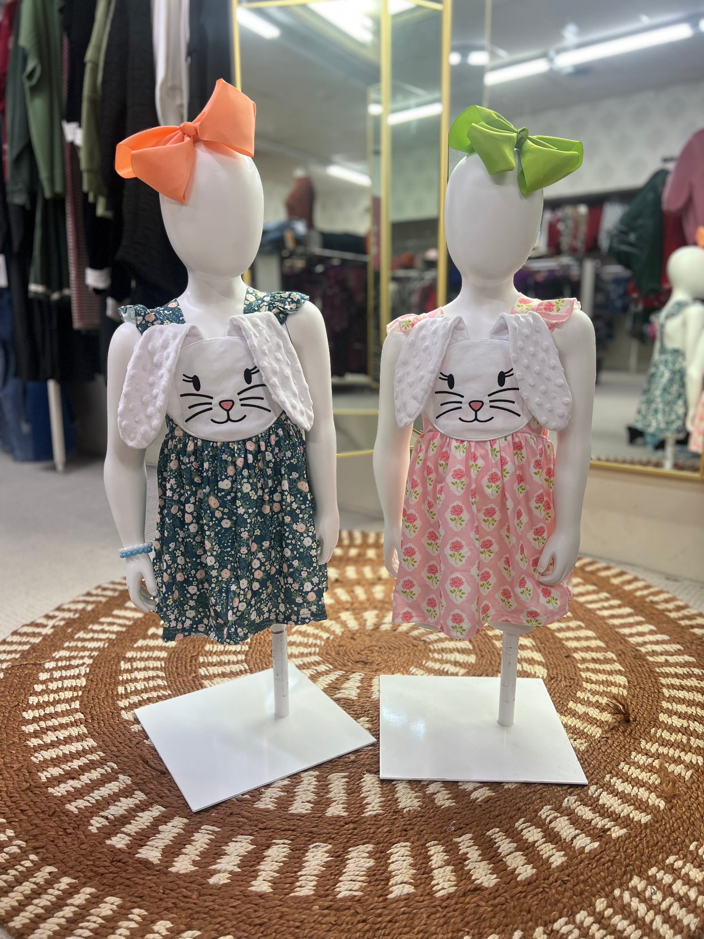 Abby + Evie Floral Bunny Applique Dress