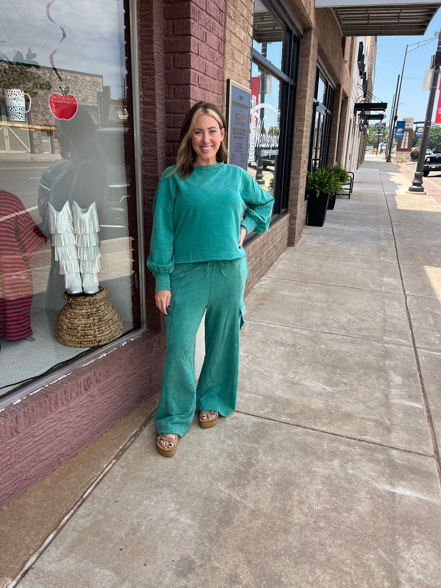 Oddi Acid Washed Green Oversized Sweatshirt