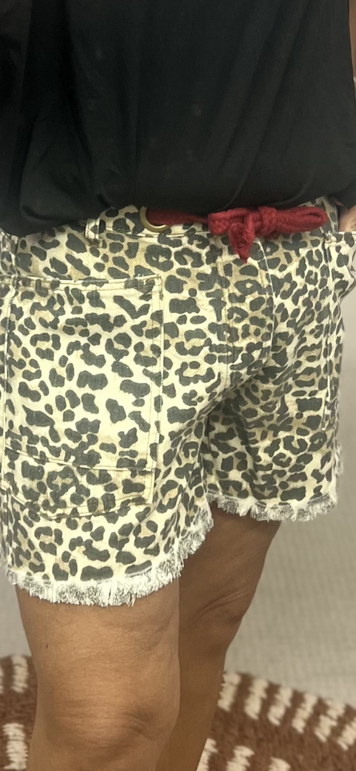 BiBi Braided Waist Belt Leopard Shorts