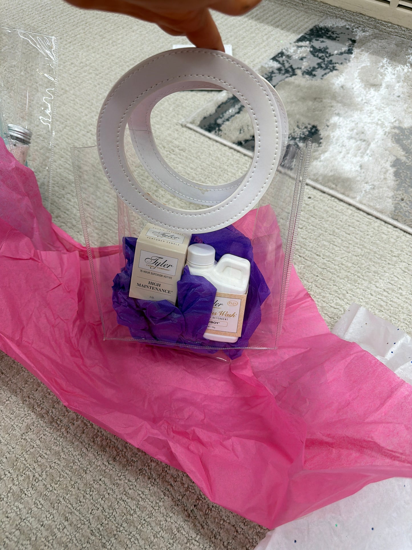Small gift bag with Tyler candle and Tyler detergent