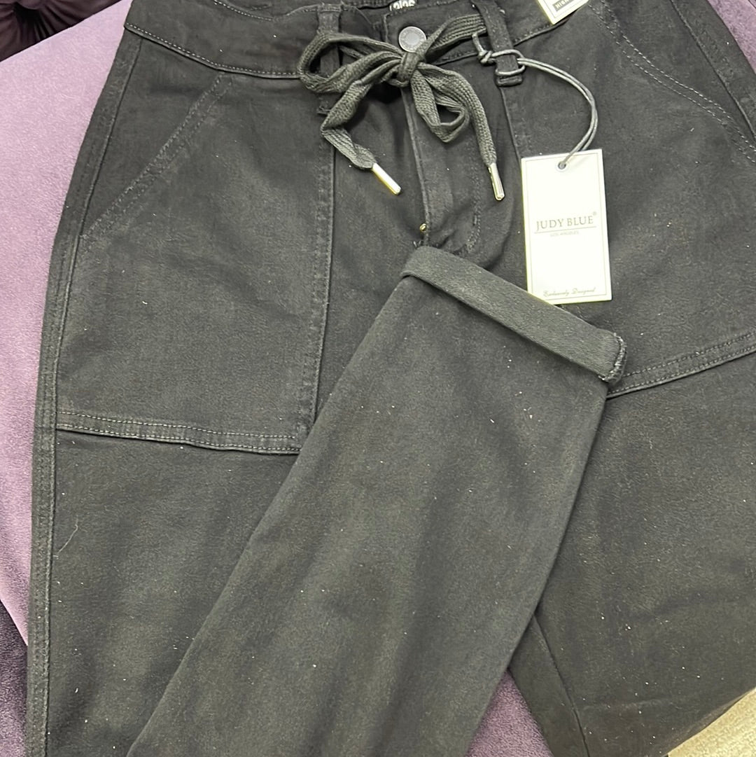 Regular Judy Blue Black Double Cuff Jogger