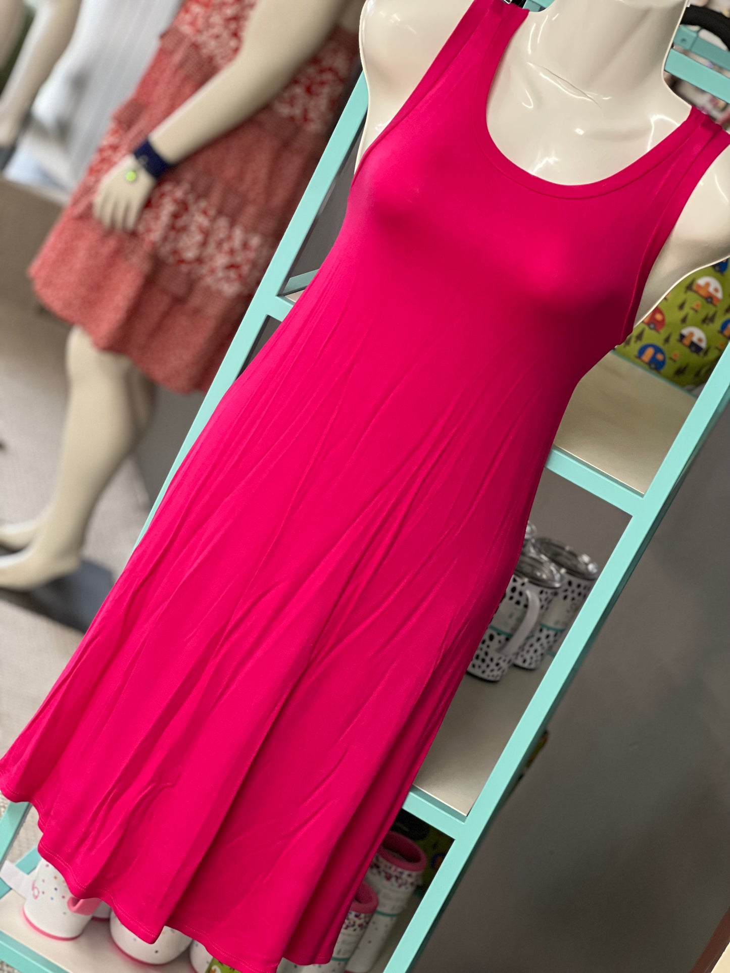 Reg Bombom Raspberry Relaxed Sleeveless Swing Dress