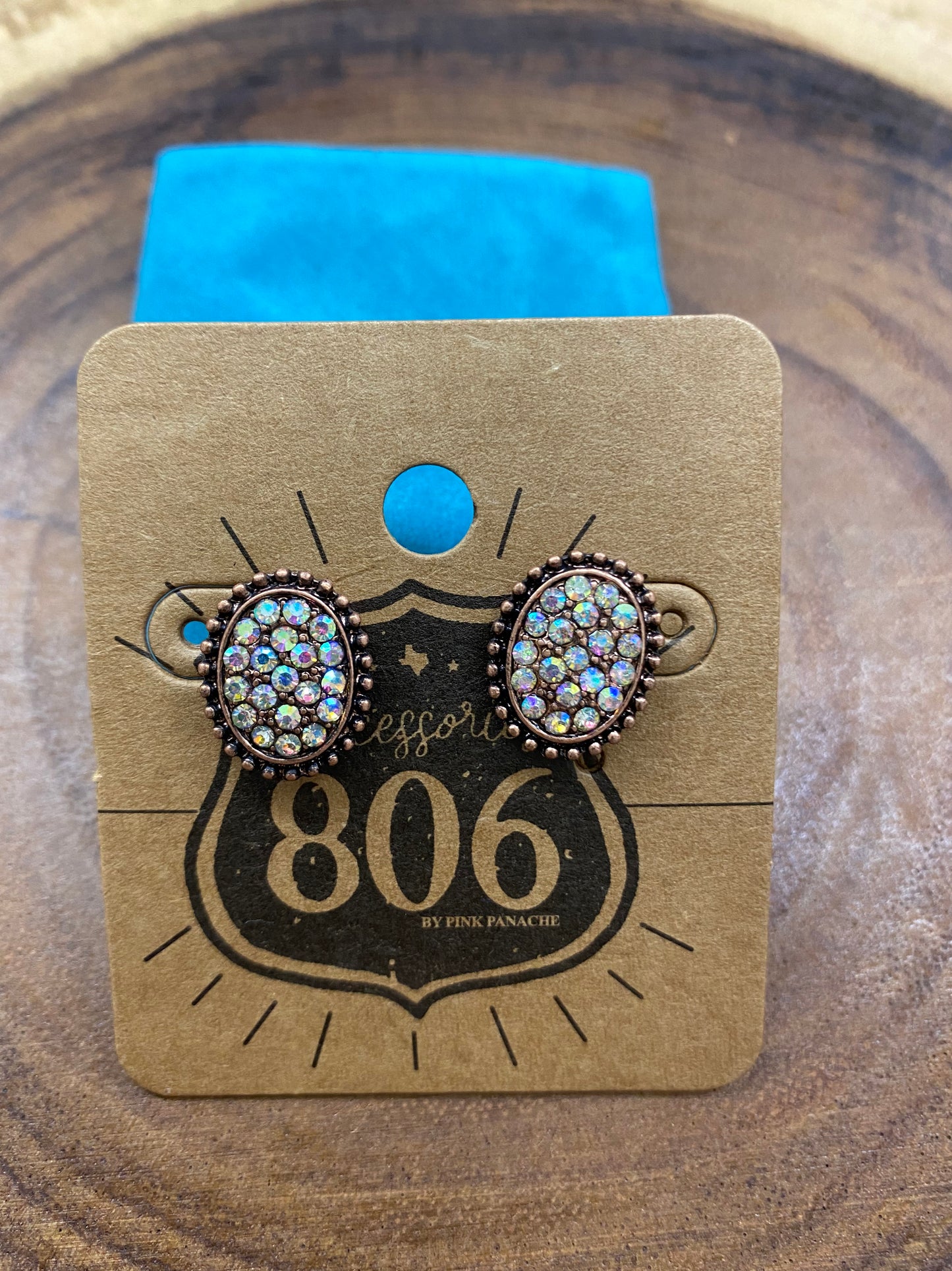 806 Mini Oval Post w/ Rhinestones