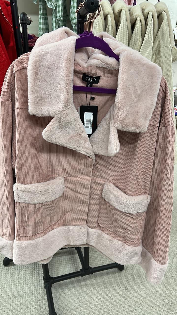Regular GiGiO Faux Fur & Corduroy Jacket w/ Pockets