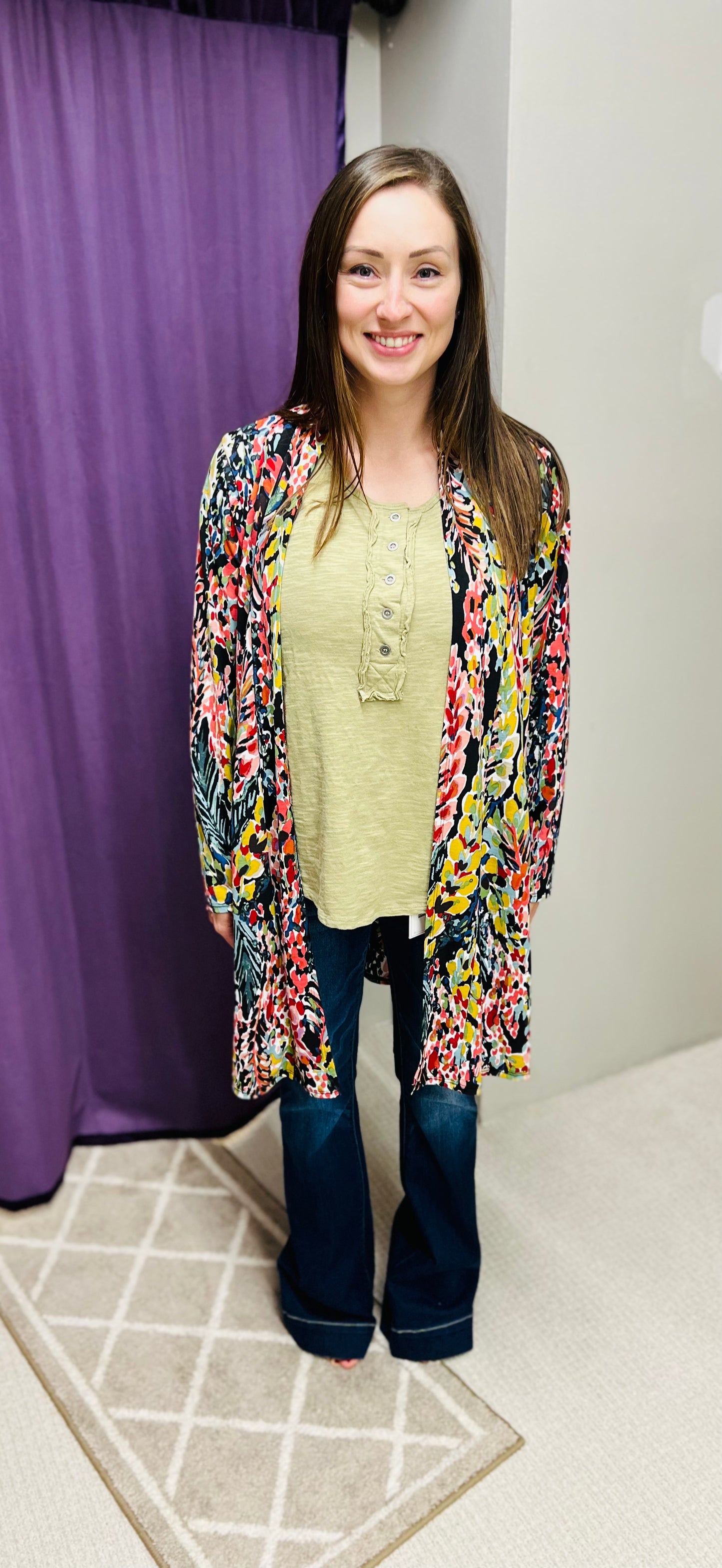 Reg & Curvy Floral Kimono Cardigan w/ Pockets