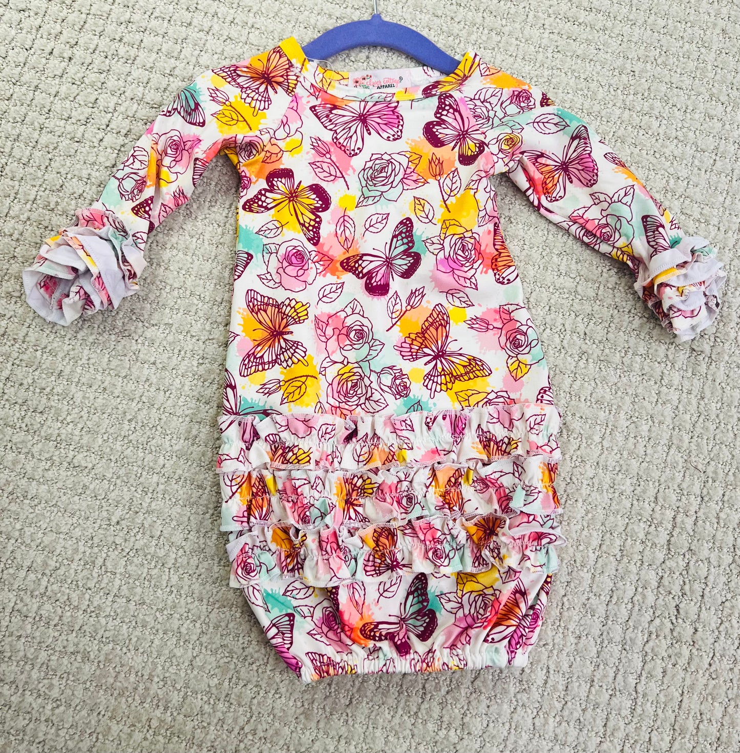 Girls Clover Cottage Butterfly Newborn Baby Gown