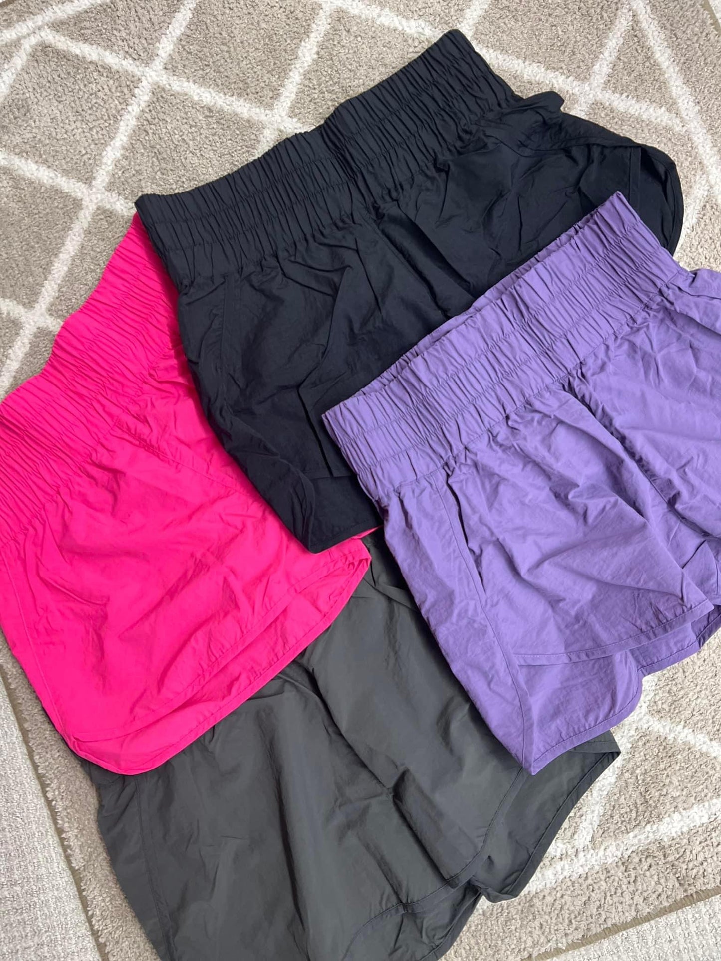 Curvy Zenana Windbreaker Smocked Waistband Running Shorts