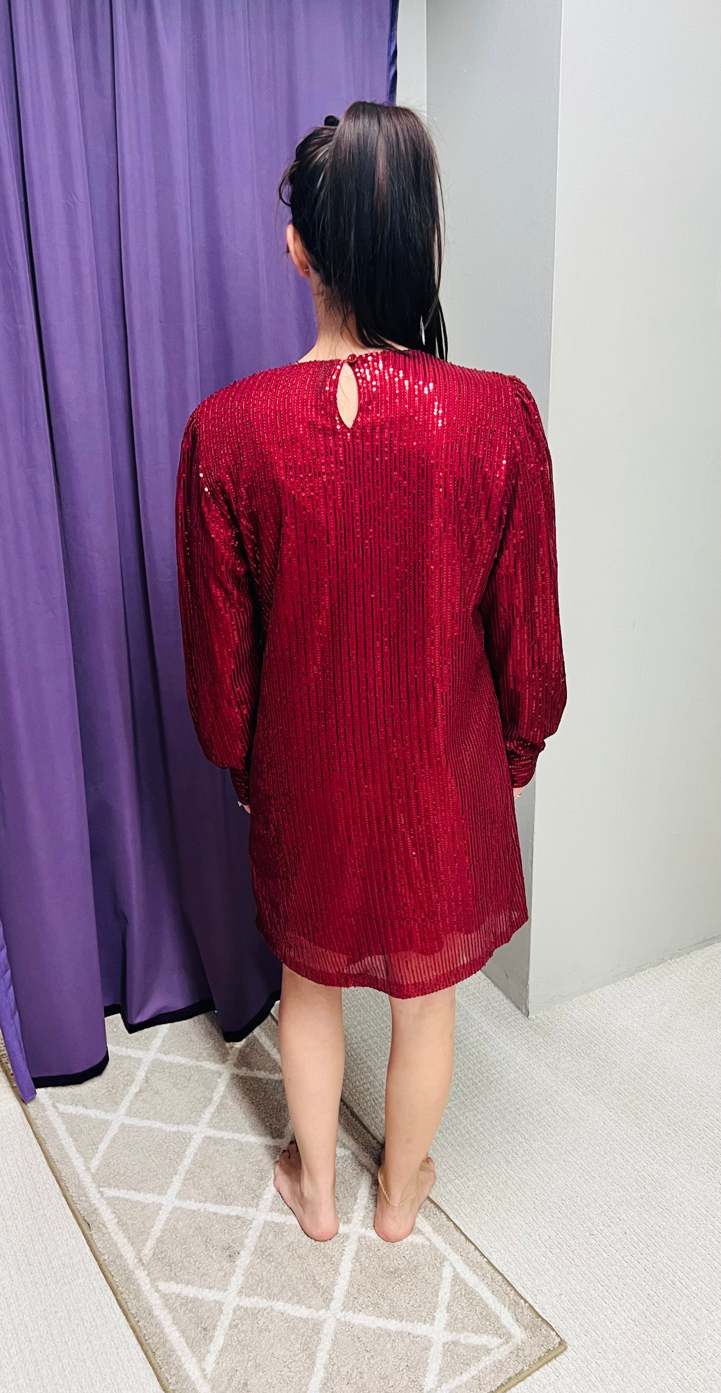 Reg & Curvy Burgandy Sequin Party Dress