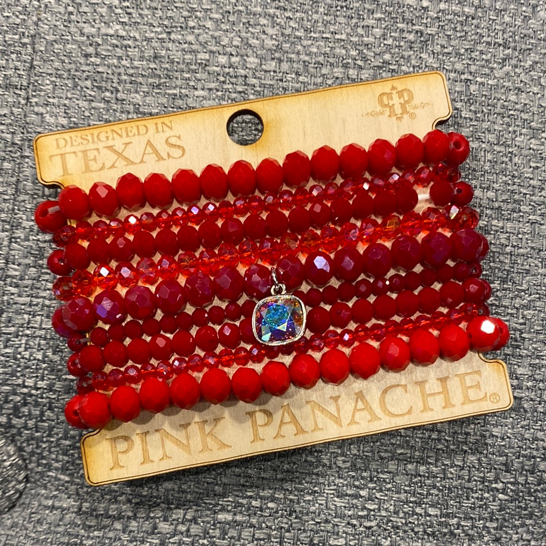 Pink Panache Red Multipack Bracelets w/ Iridescent Rhinestone