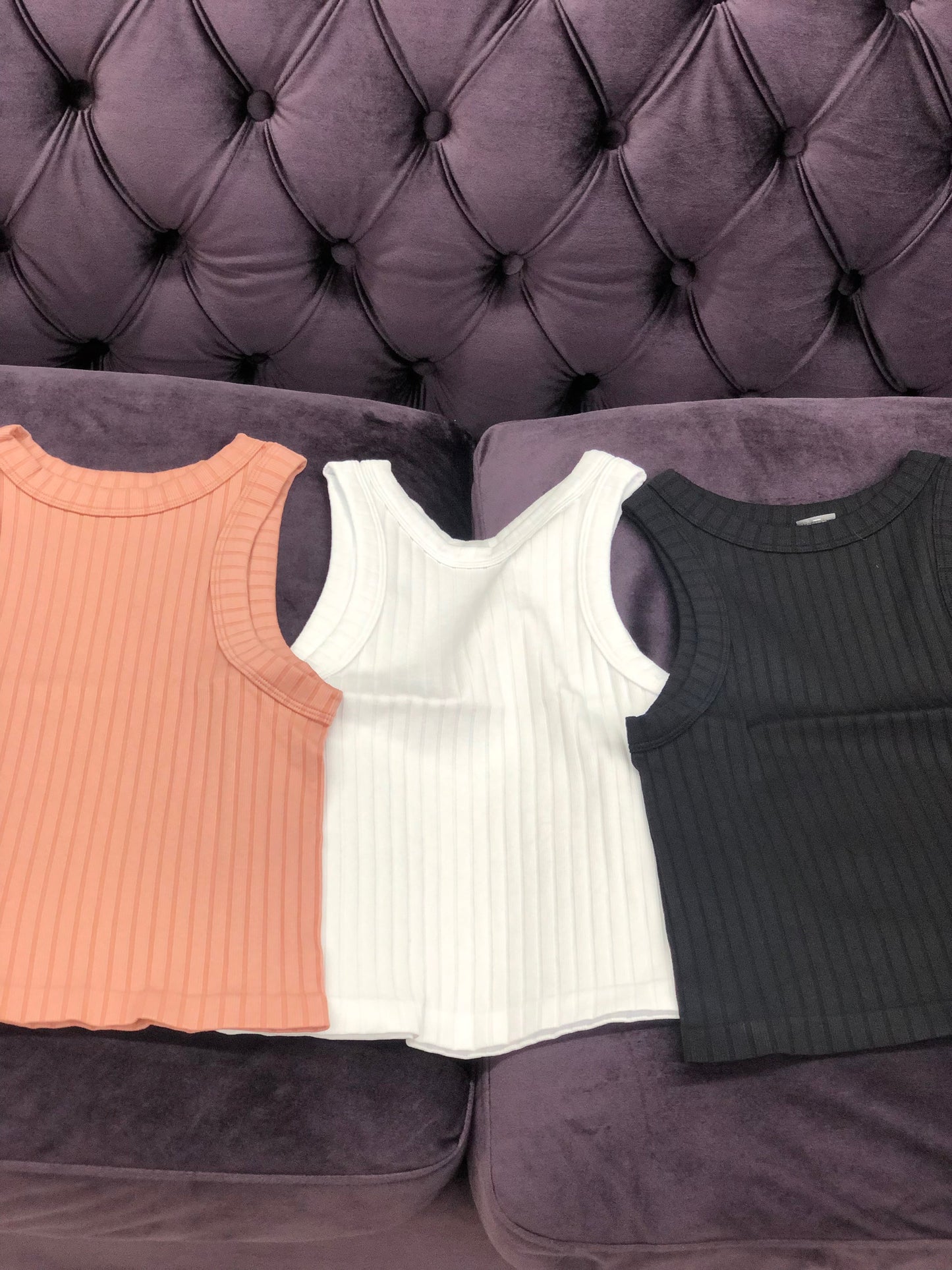 Ladies One Size Fits All Ribbed Crop Tank