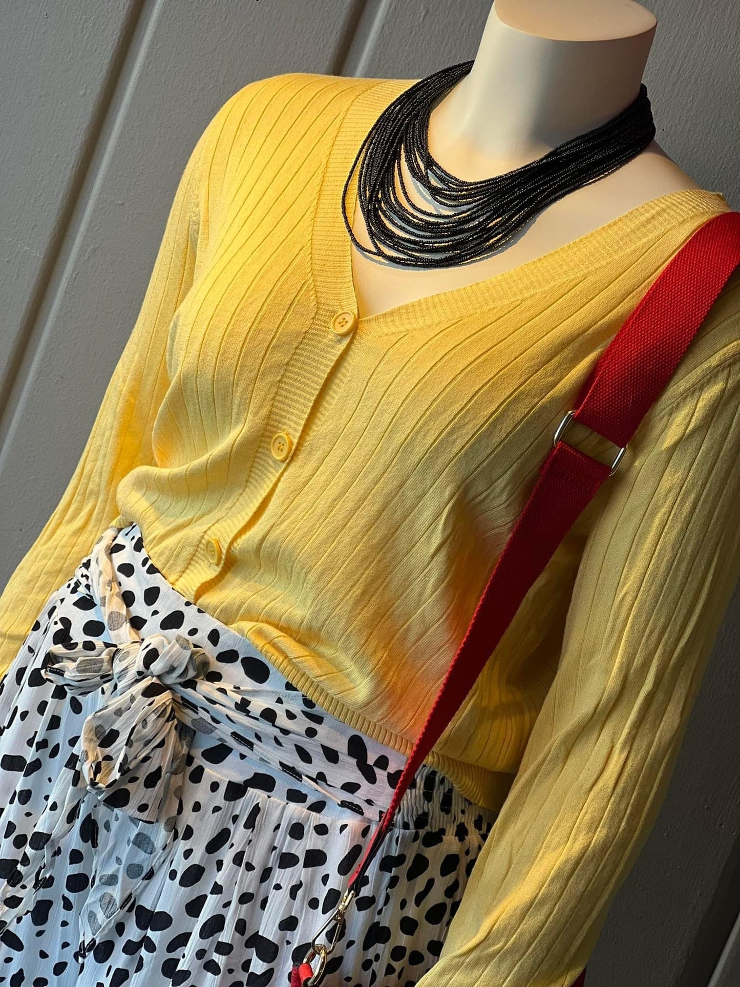 Curvy Hailey & Co Yellow Springy Weaved Cardigan V Neckline