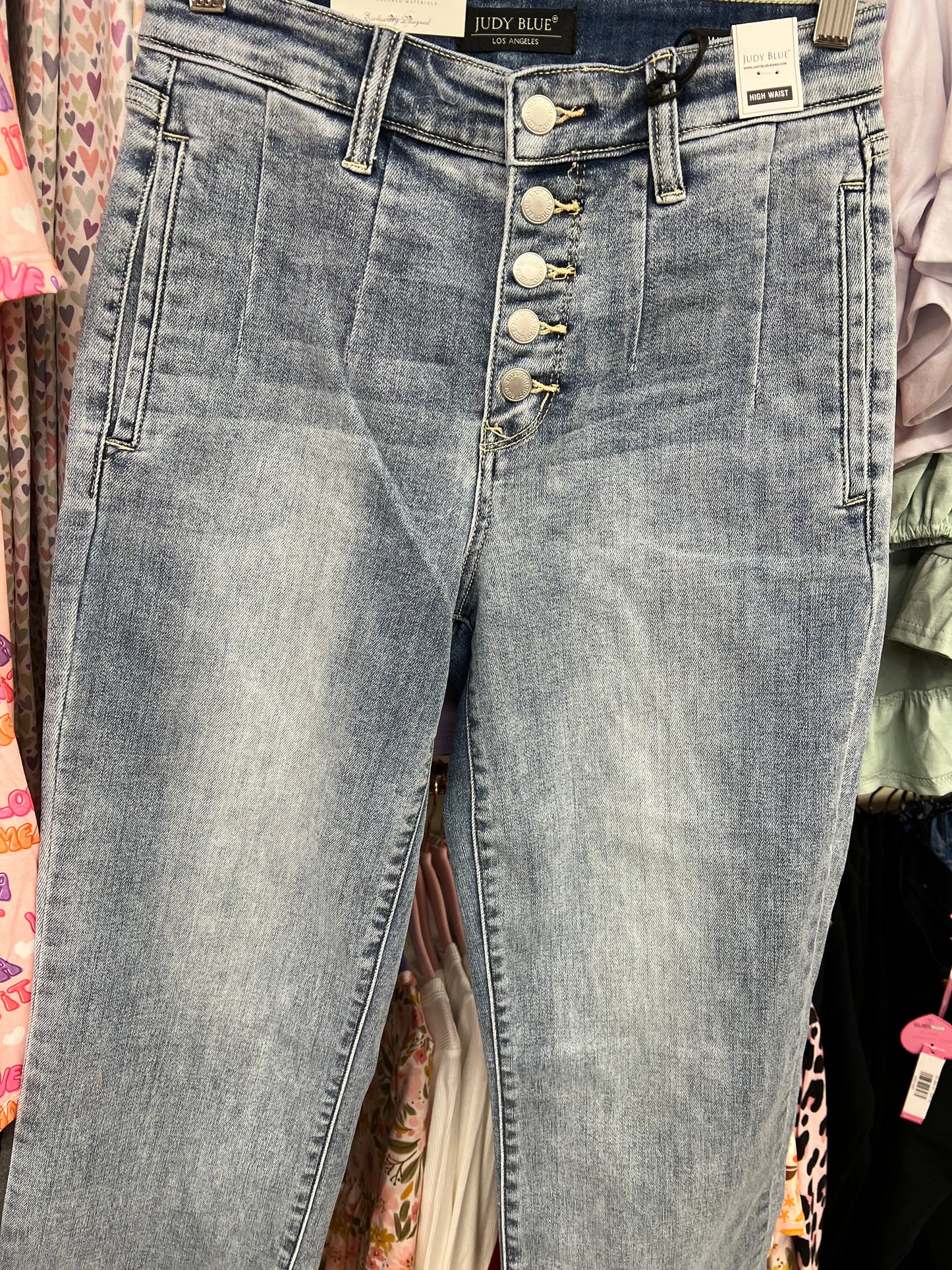 Regular Judy Blue Light Pleated Button Up Cropped Jeans