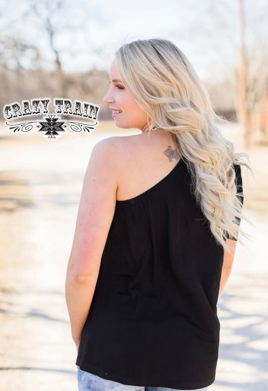 Curvy Night Moves One Shoulder Top