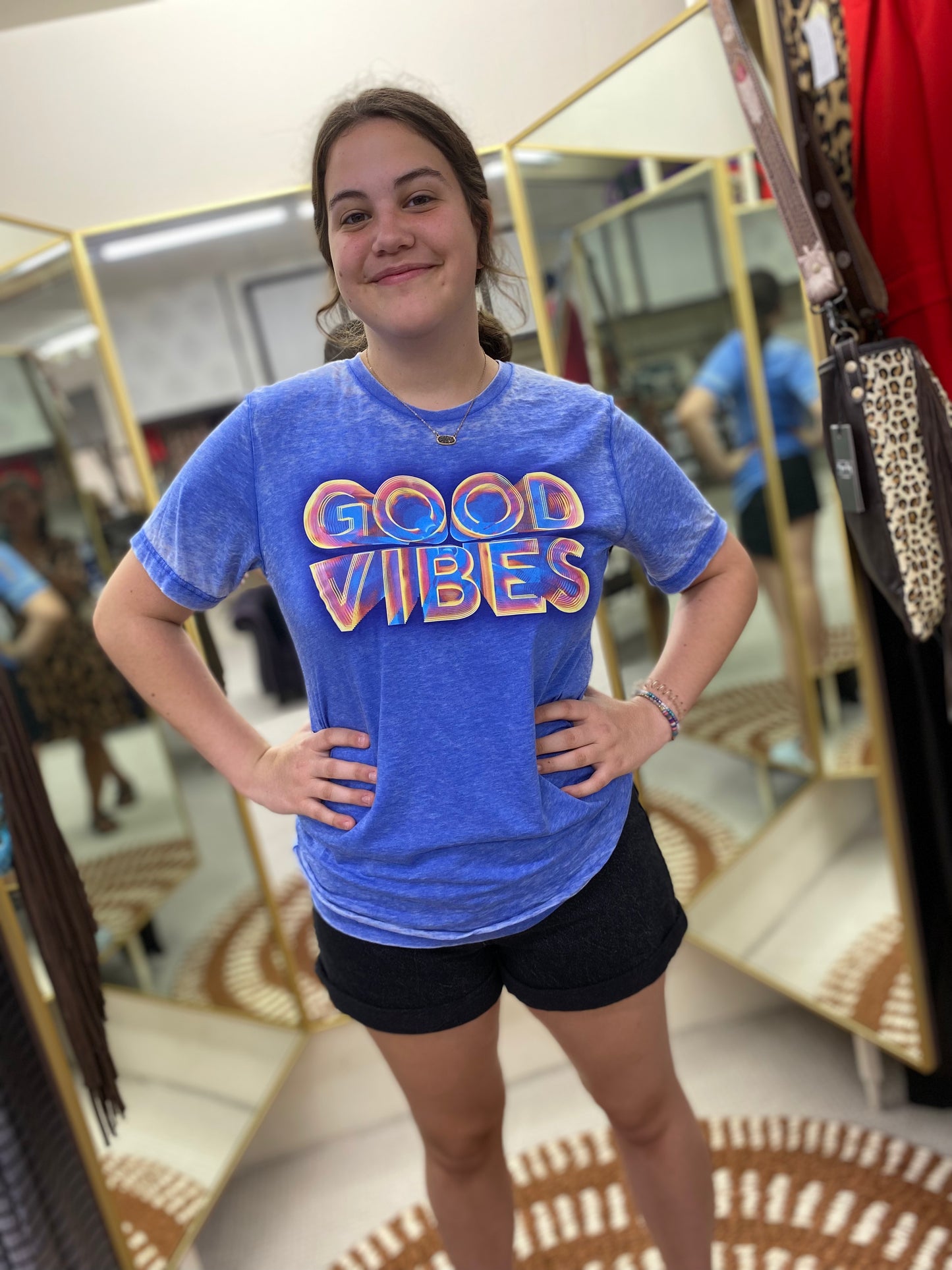 Good Vibes Burnout Shirt (Blue)