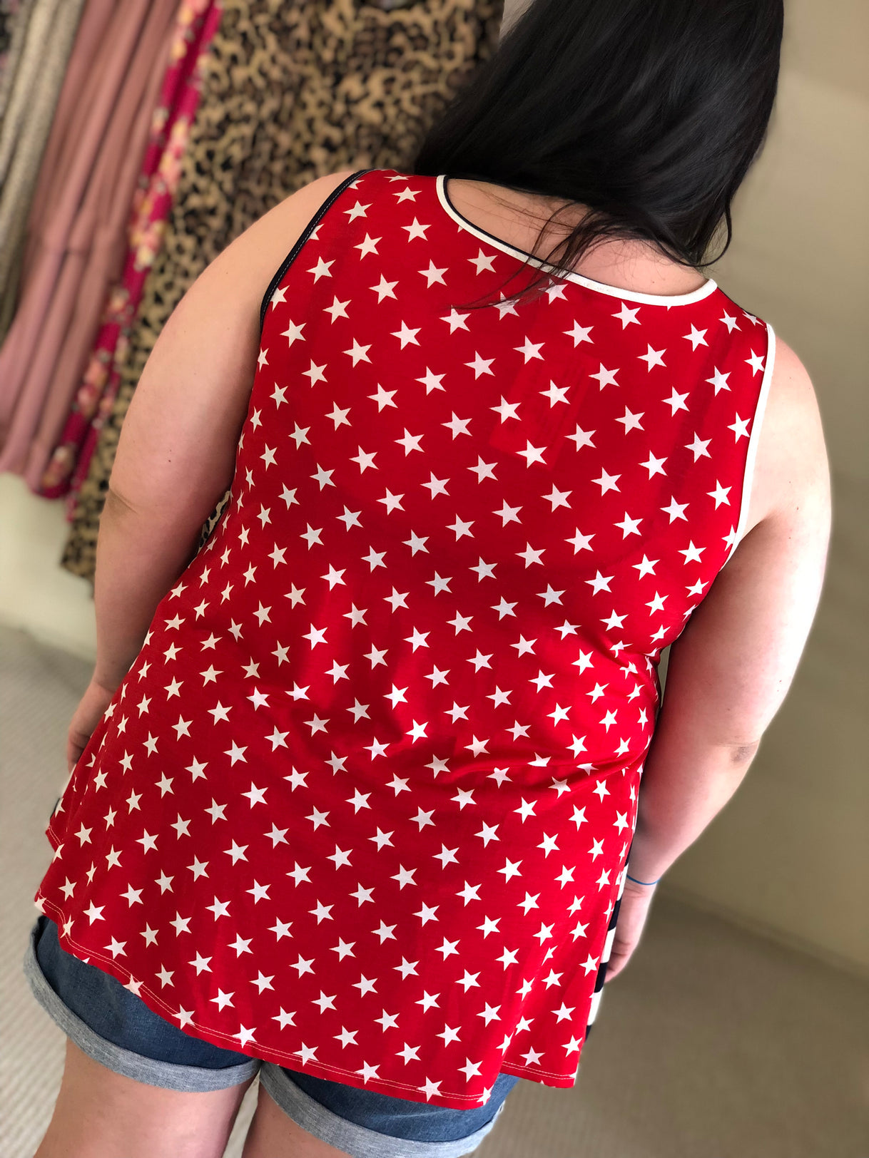 Curvy Heimish Navy/Red Star Tank