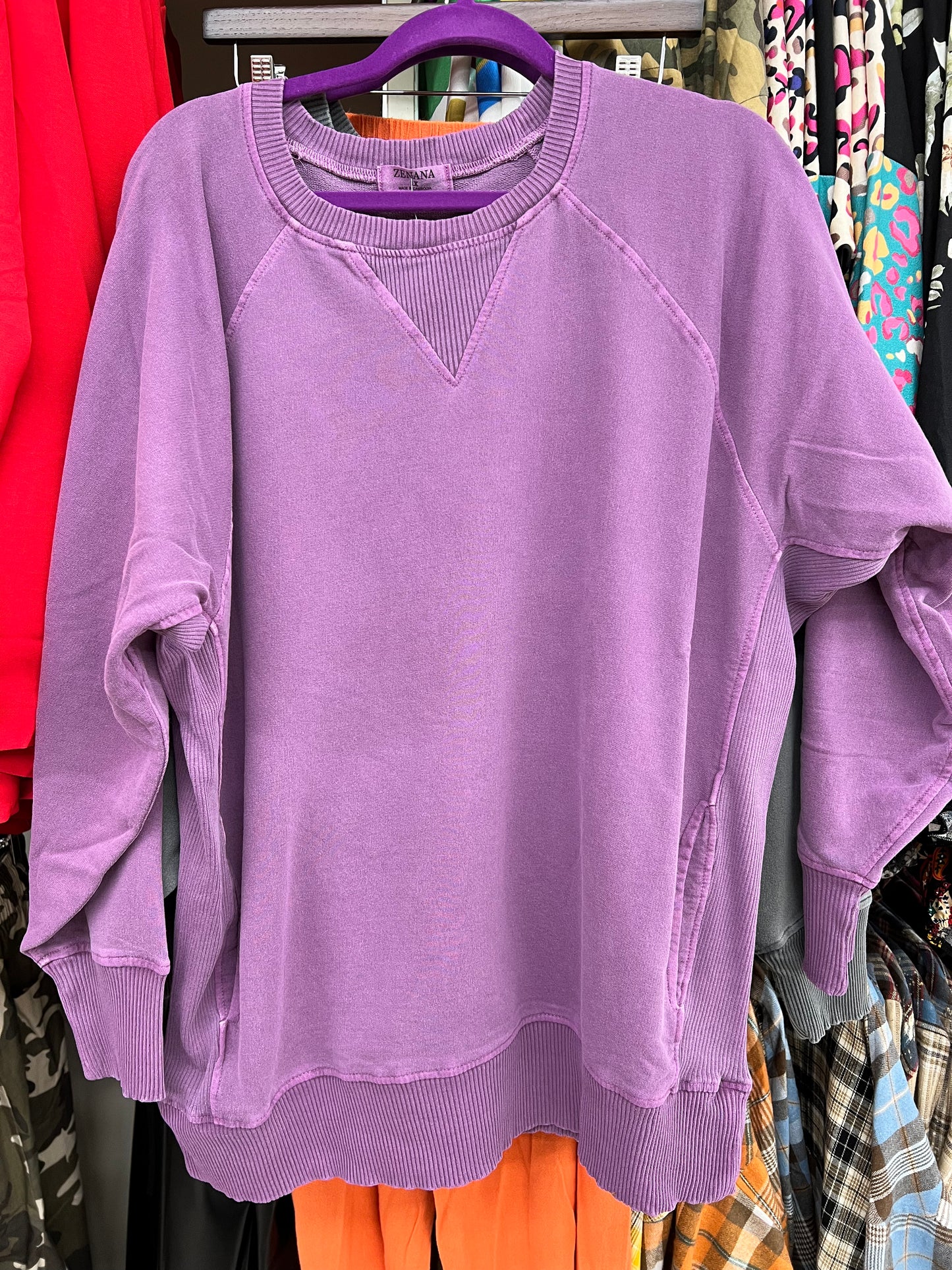 Curvy Zenana French Terry Pullover w/ Pockets