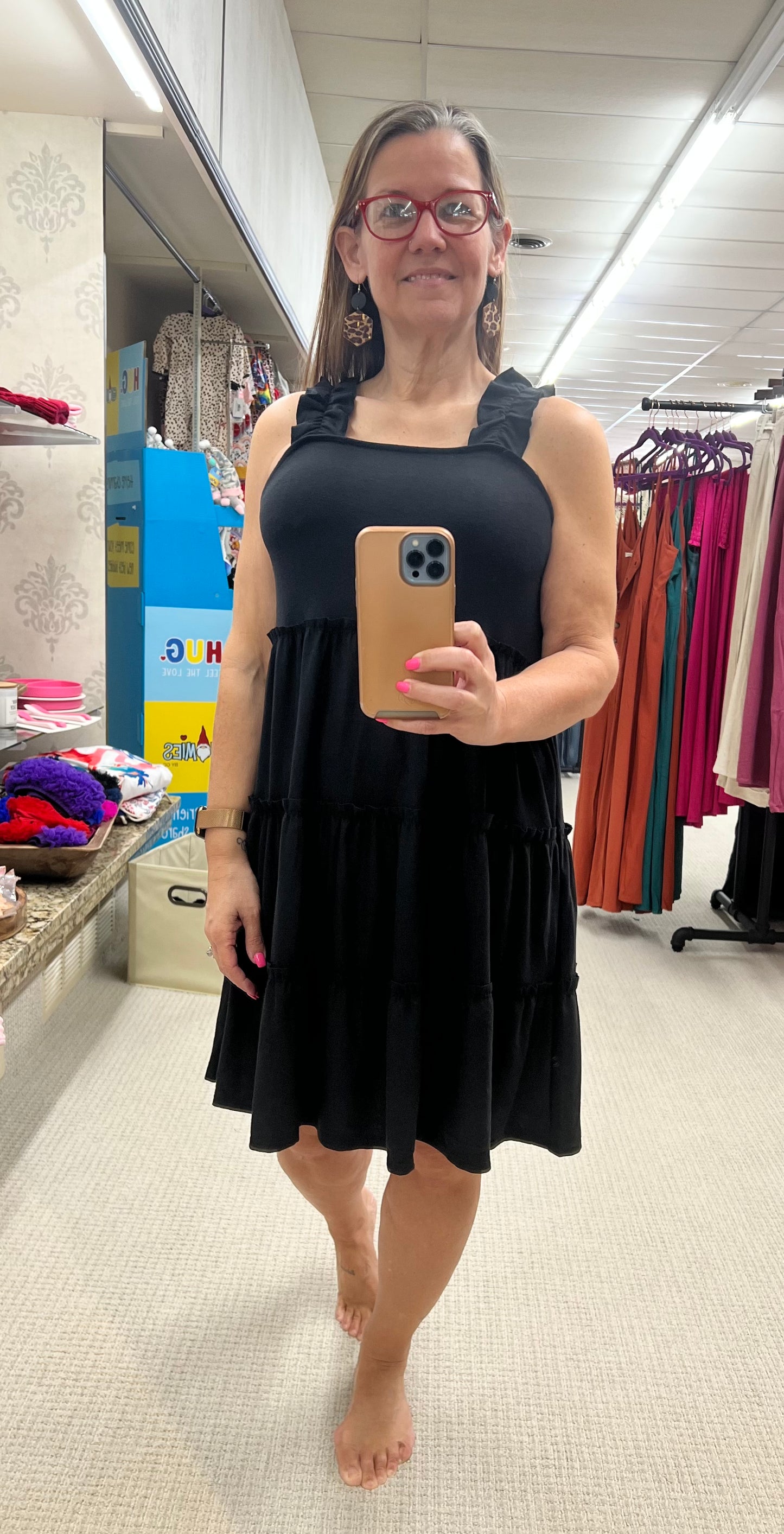 Regular Zenana Black Shoulder Frill Tiered Dress