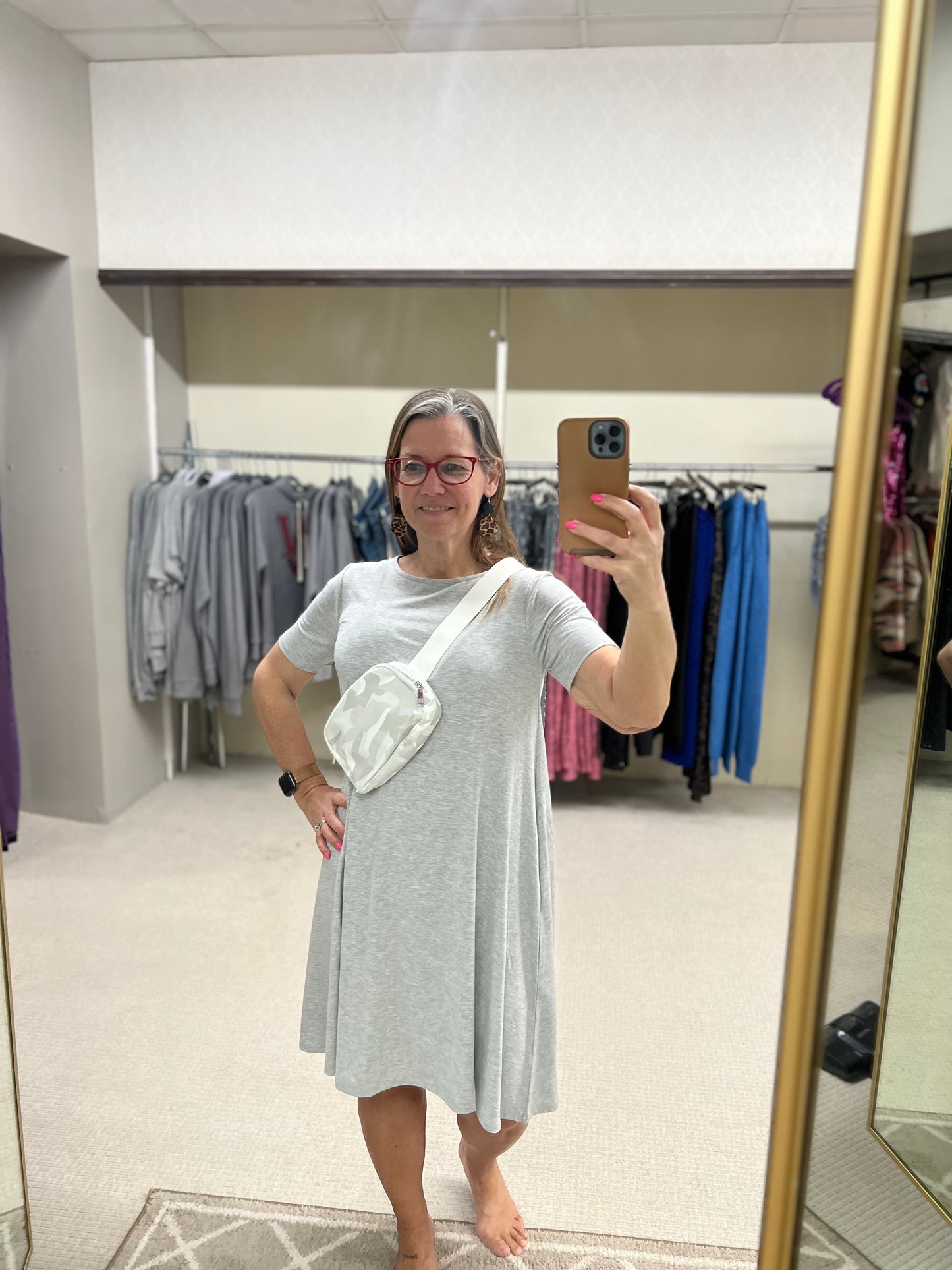 Regular Zenana Short Sleeve Flared Dress w/ Pockets