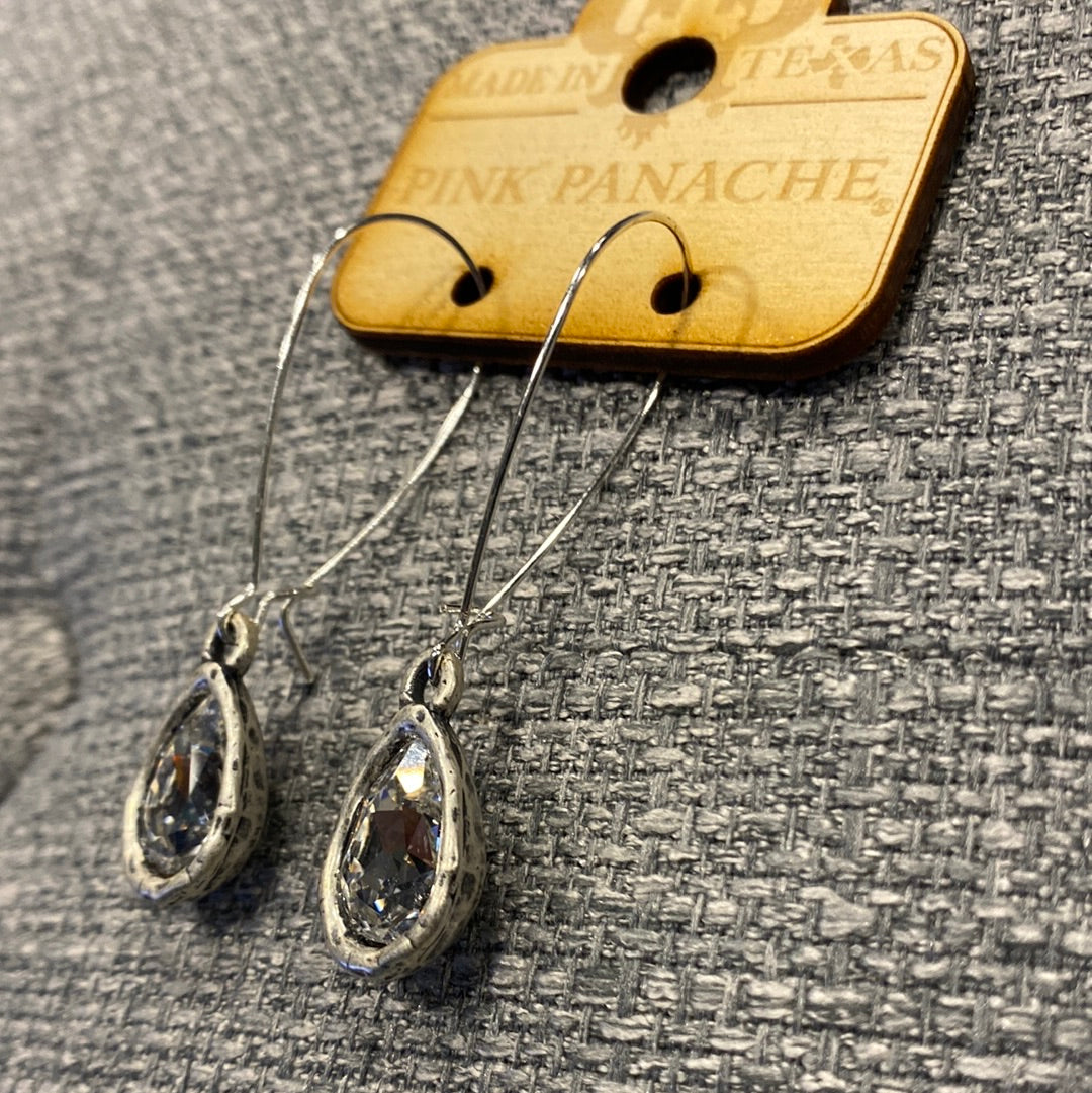 Pink Panache Silver Drop Earrings w/ Stone