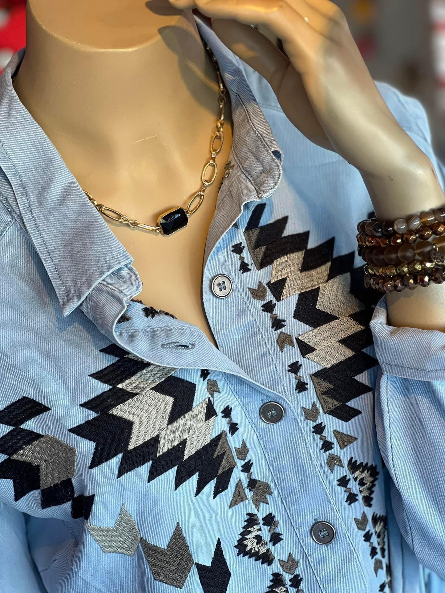 Reg & Curvy 2FlyCo Terlingua Denim Button Up Dress w/ Front Detail & Tie