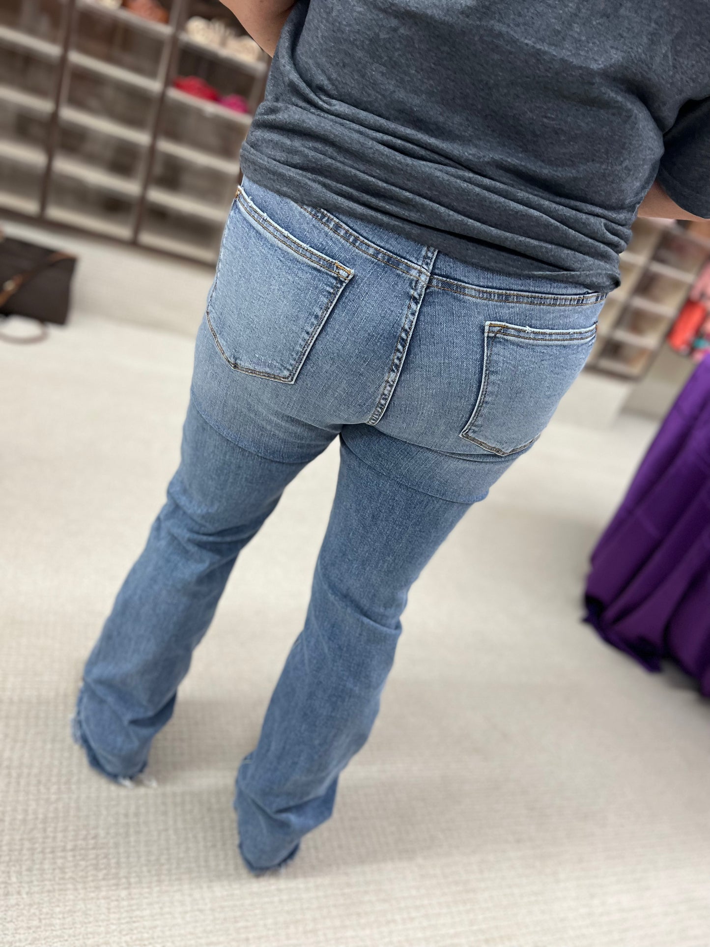 Regular Judy Blue HW Double Button Bootcut Jeans