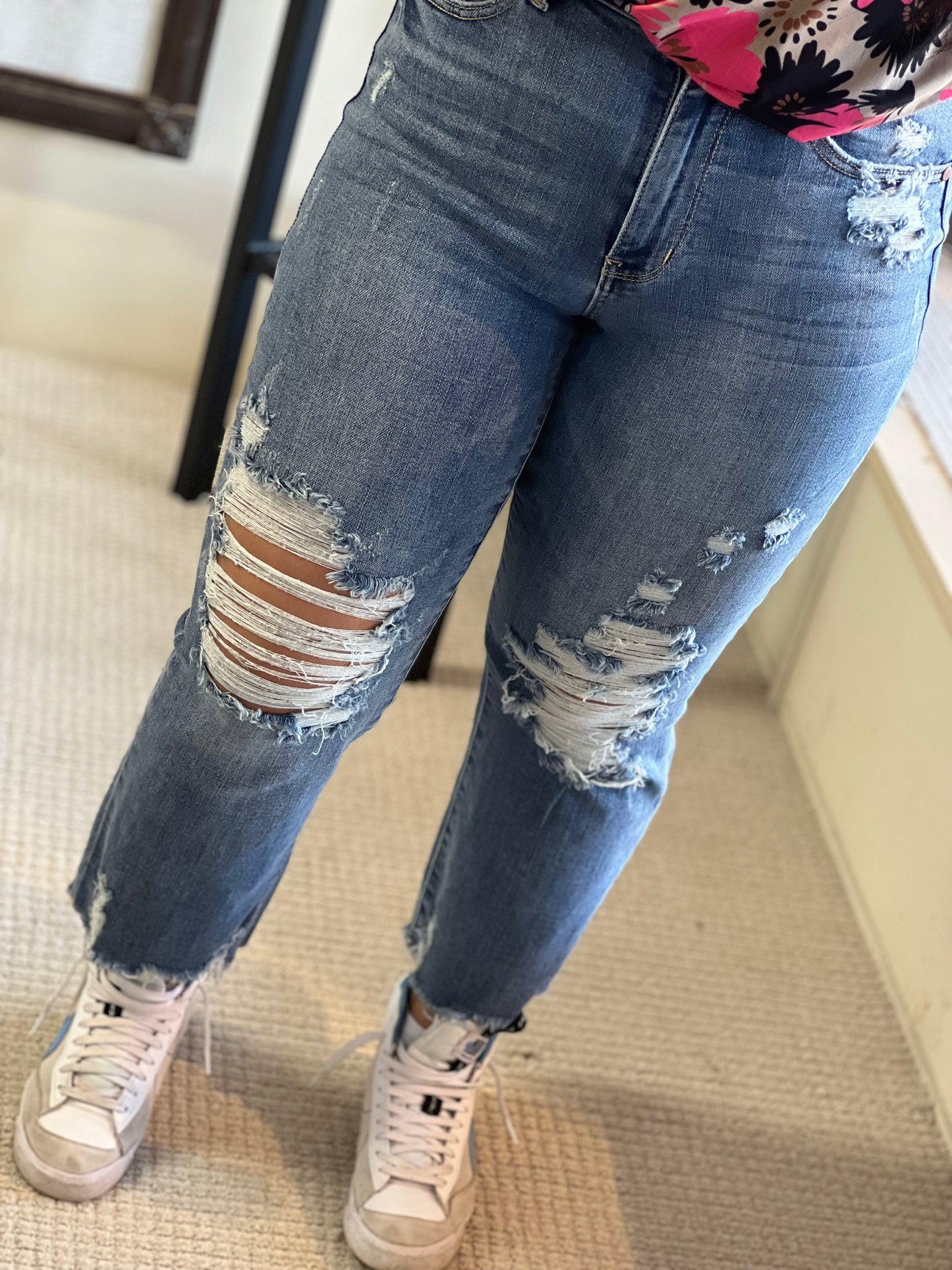 Reg & Plus Judy Blue Release Hem HW Ankle Straight Jean