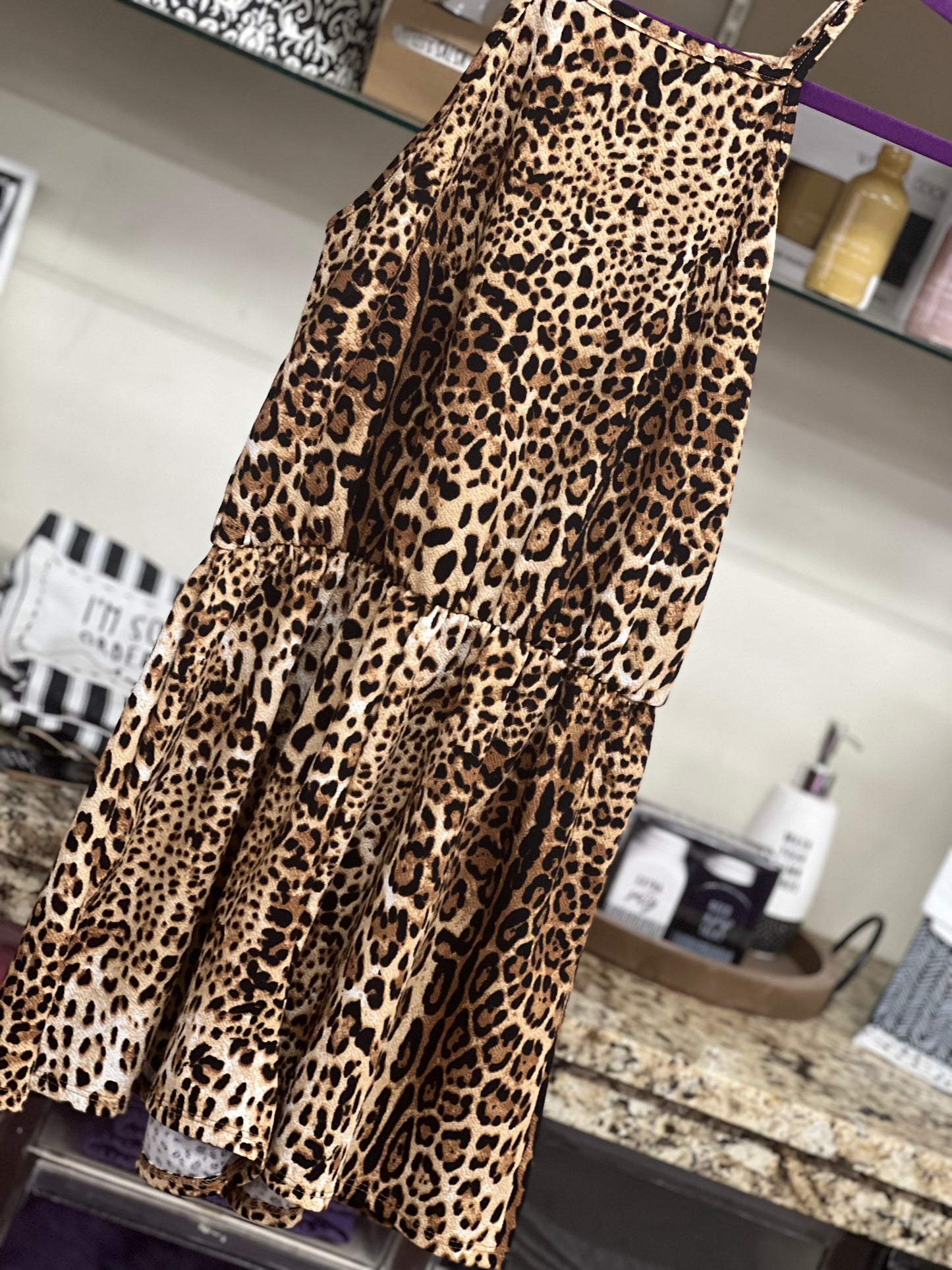 Regular Lilypad Brown Leopard Halter Romper