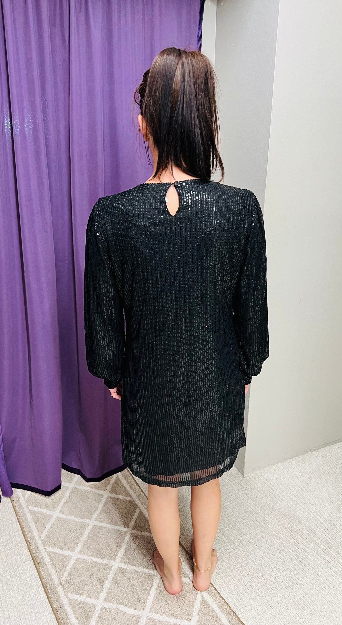 Regular Black Sequin Party Dress
