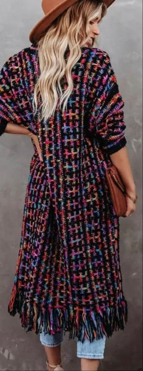 Regular Impulsive Multi-Colored Duster w/ Fringe
