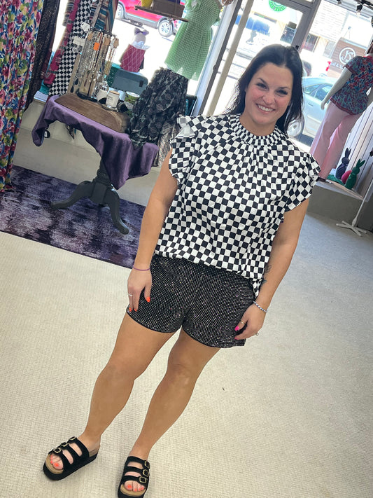 Sterling Kreek Checkered Babydoll Top