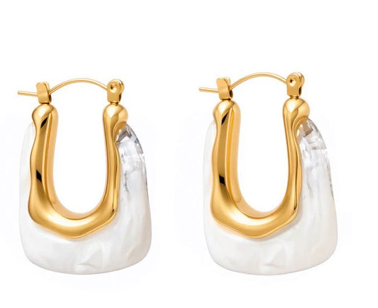 Cha-Cha Resin Hoop Earrings-Waterproof