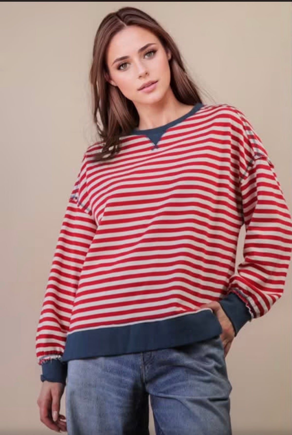 Stripe Casual Oversized Top