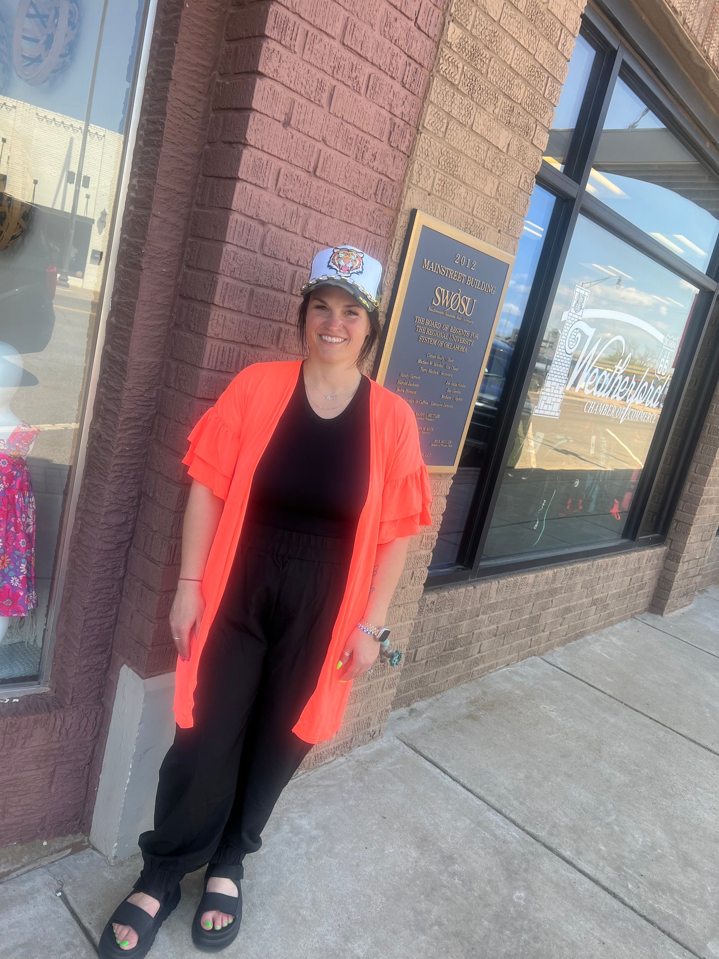 Heimish Neon Coral Short Sleeve Cardigan