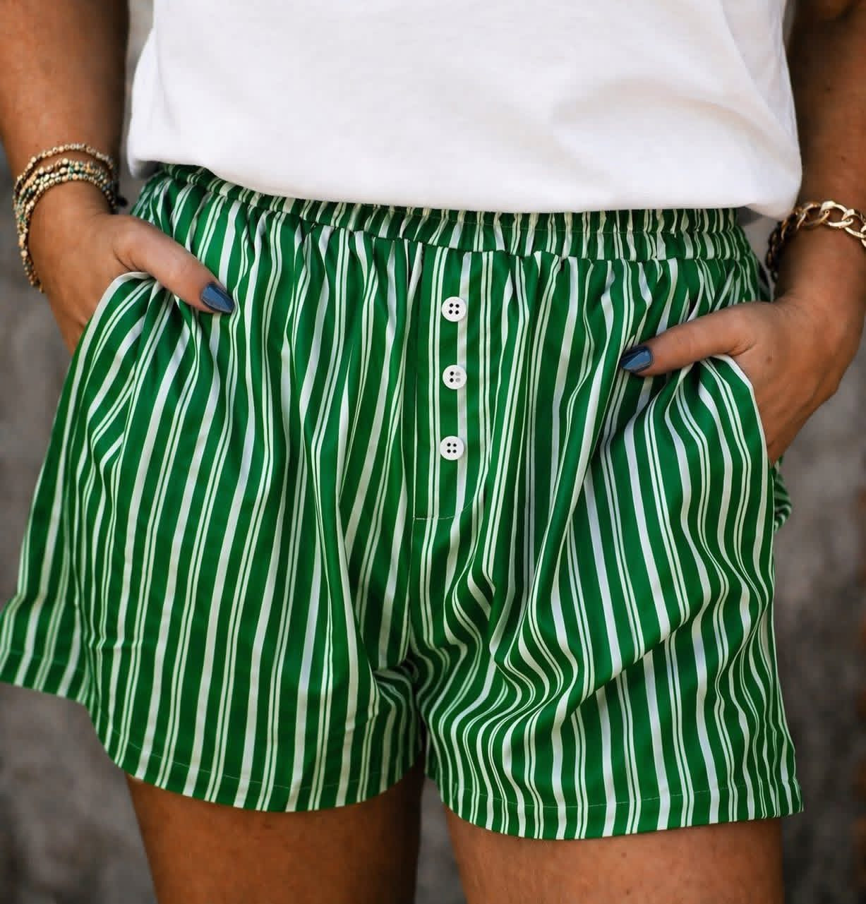 Striped Boxer Shorts w/ Pockets