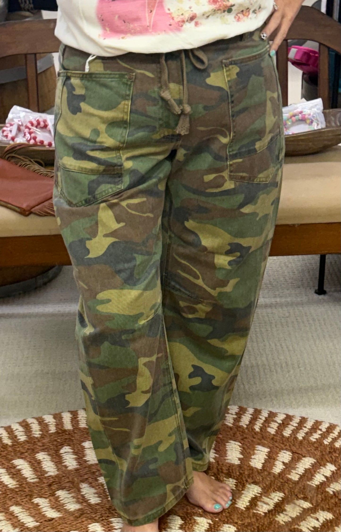 Risen Relaxed Camo Barrel Jeans