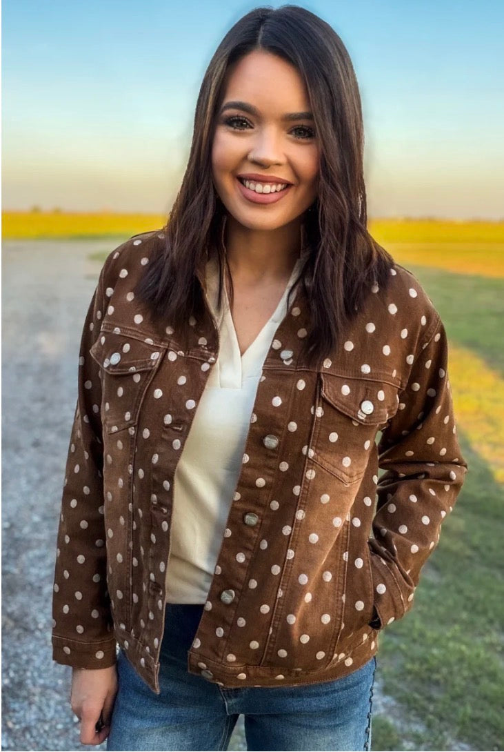 Mocha Dot Denim Jacket