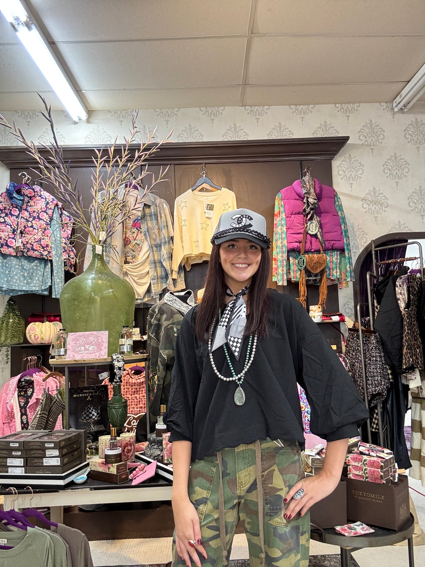 Umgee Black V-Neck Collared Top