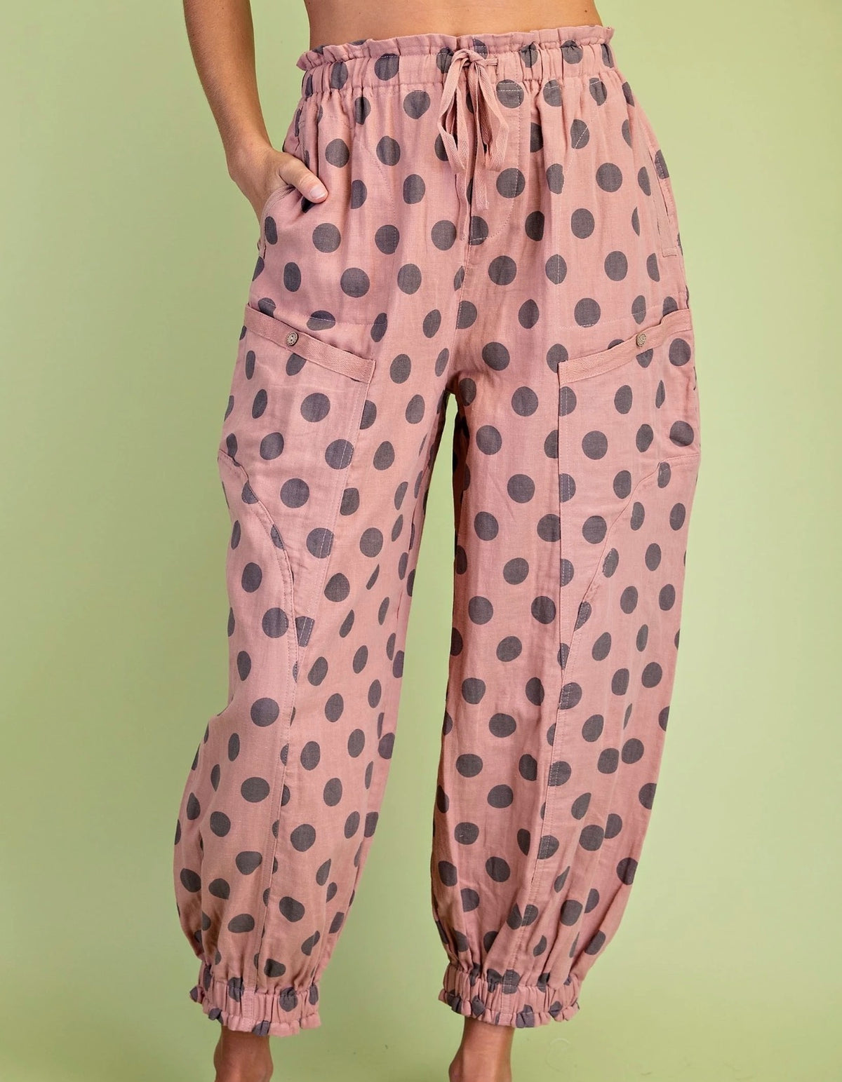 Polka-Dot Pants w/ Gathered Ankle