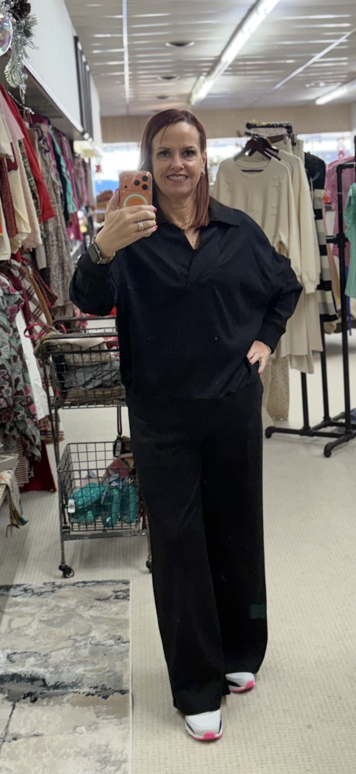 Umgee Black VNeck Sweater Set