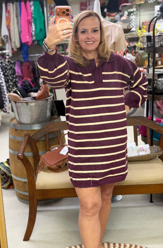 She + Sky Sweater Striped Dress