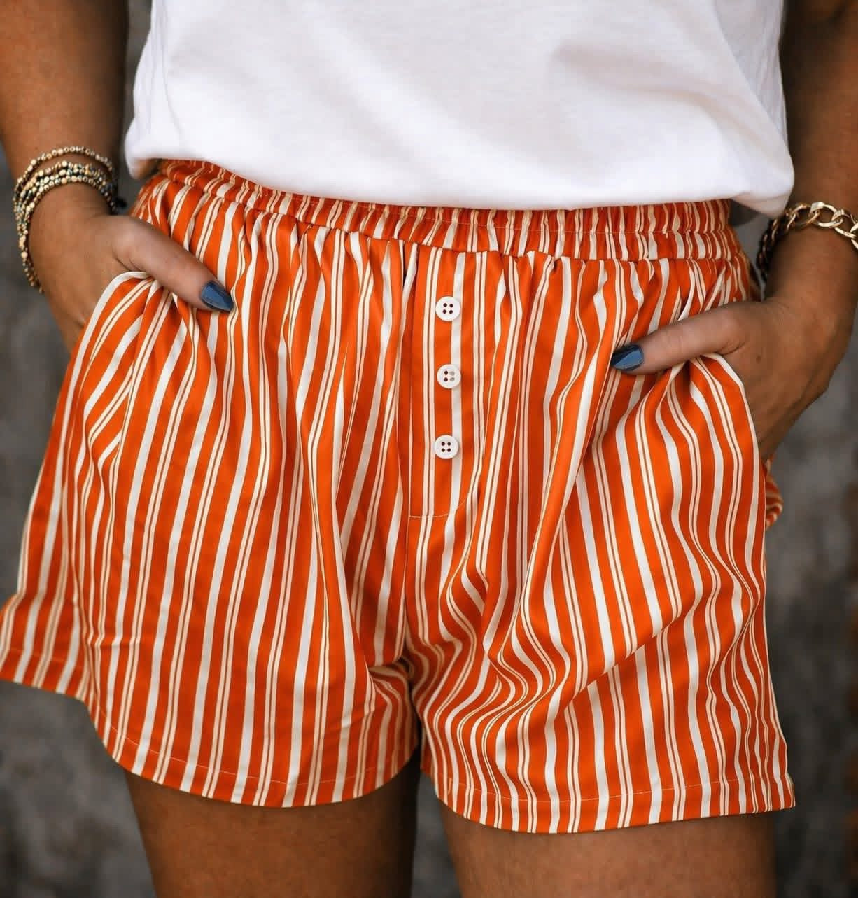 Striped Boxer Shorts w/ Pockets