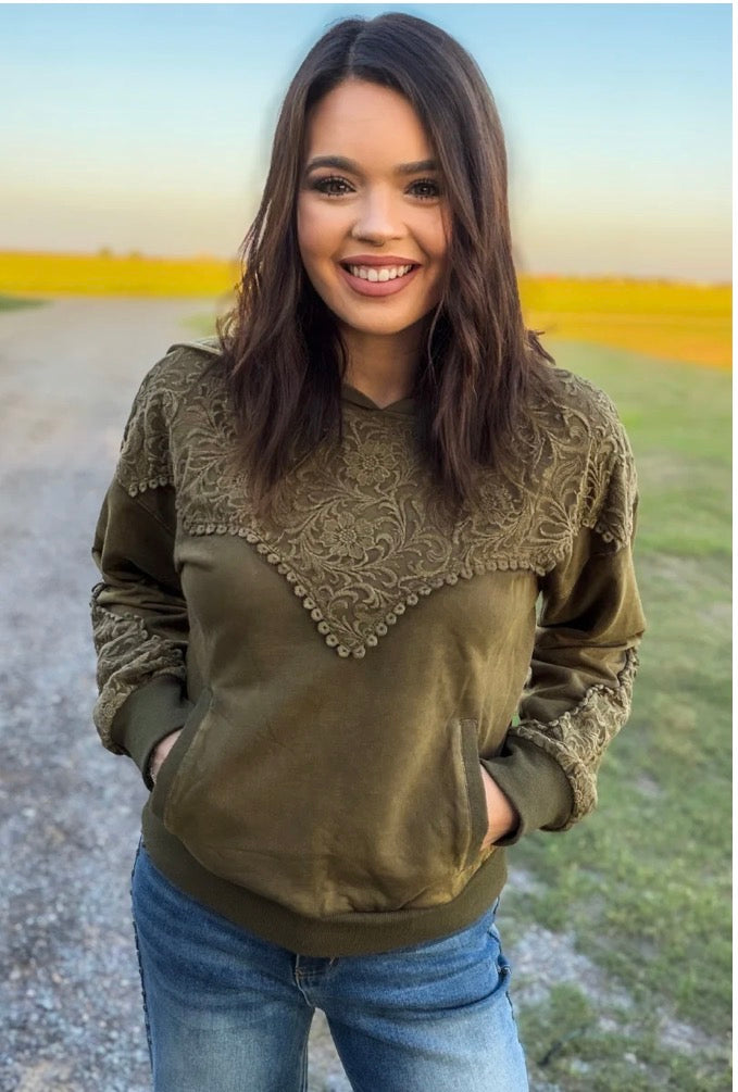 Tooled Frontier Hoodie Olive Green